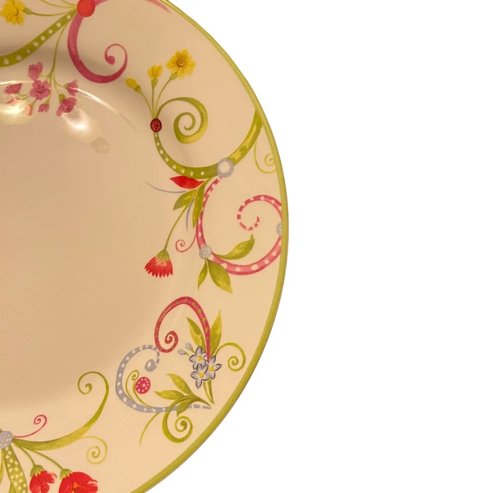 Pier 1 Lyda Dinner Plate Floral Scroll Dolomite‎ China 10.75”